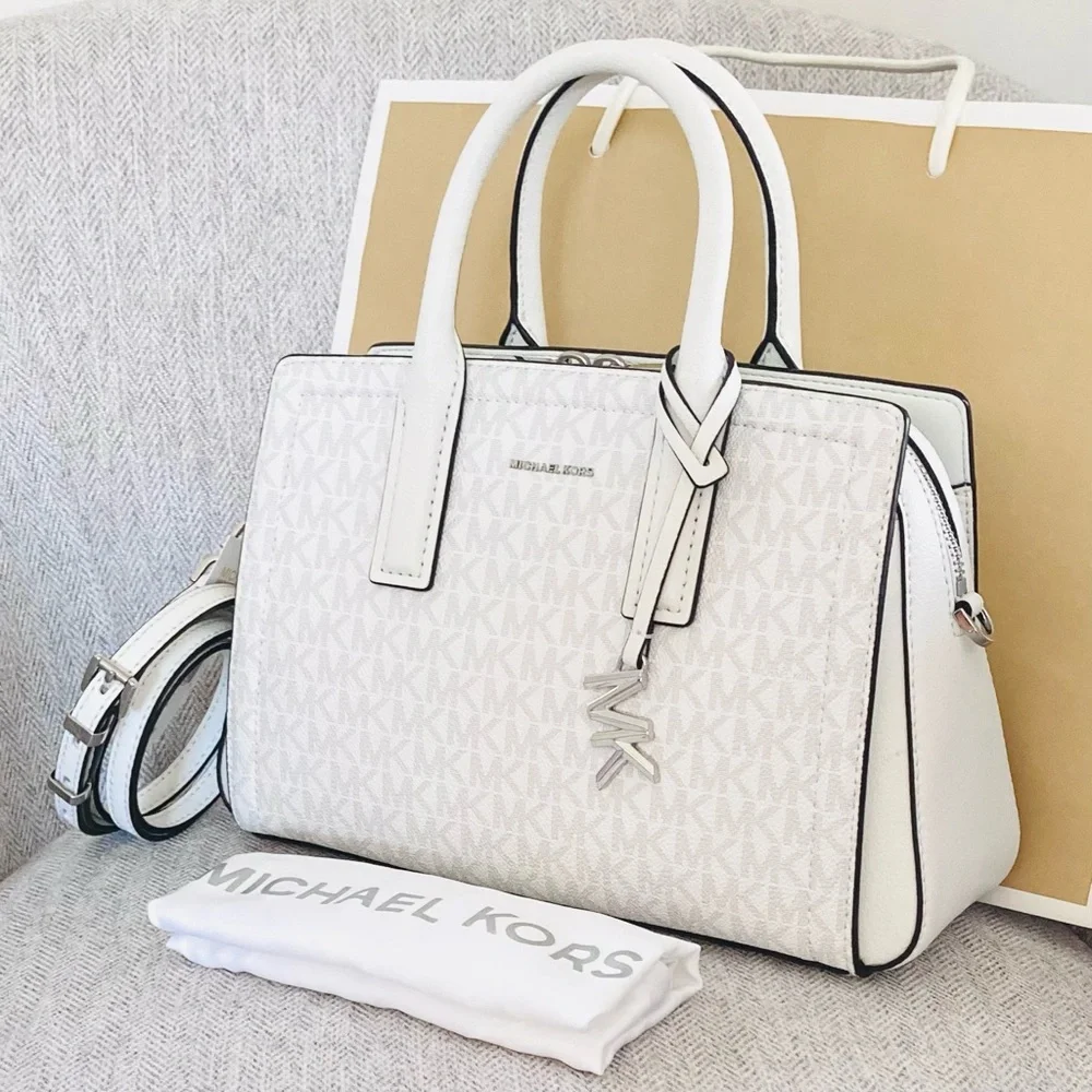 Michael Kors Top Handle Crossbody Logo White Handbag